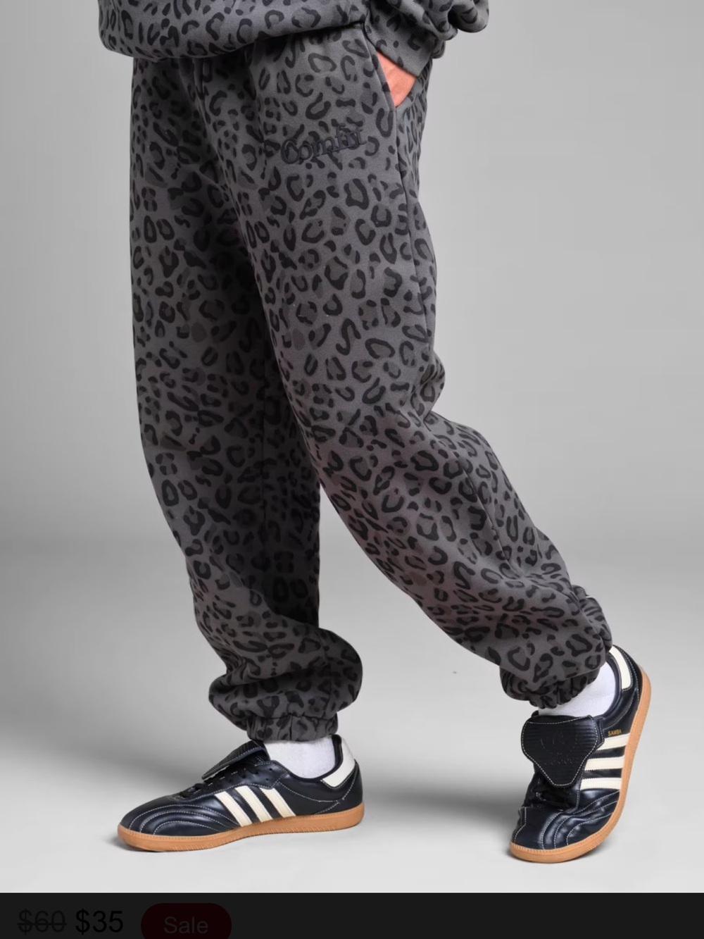 Comfrt Charcoal Leopard Print Jogger and Hoodie Set- NEW - Picture 2 of 4
